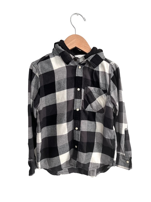 h&m plaid hooded shirt 6Y