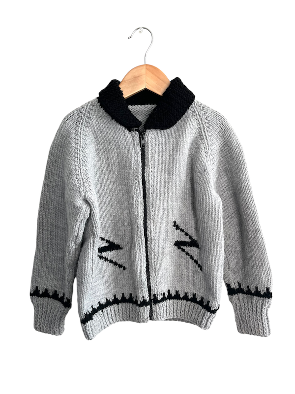 grey knit zip sweater 7Y