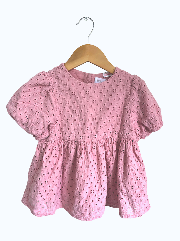 zara eyelet dress bright pink 4T