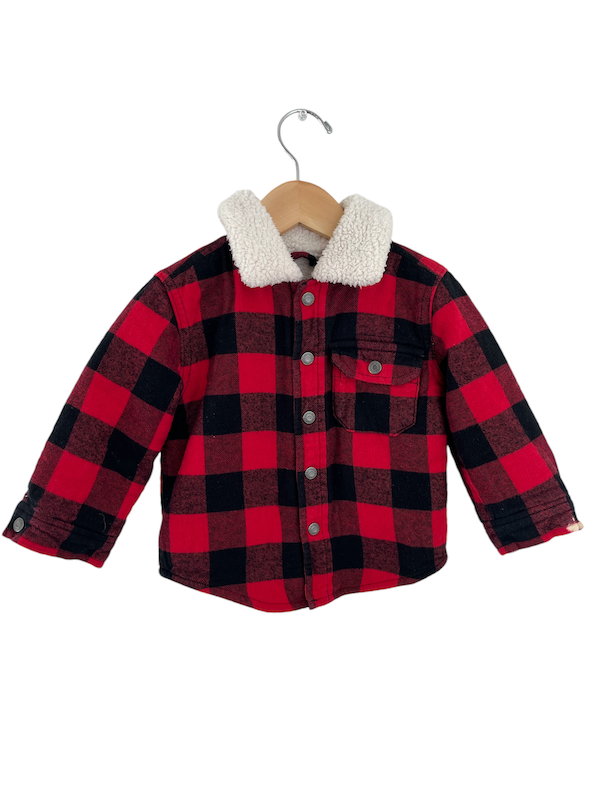 baby gap sherpa lined red trucker coat 12-18m PLAY