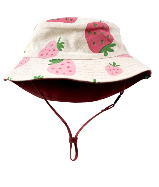 Parade Organics Reversible Organic Cotton Bucket Hat - Strawberries