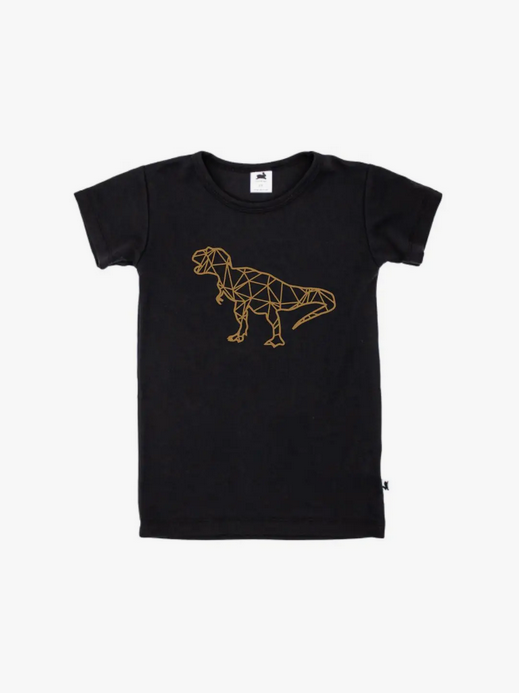 Little & Lively 'T-Rex' Slim-Fit T-Shirt | Black