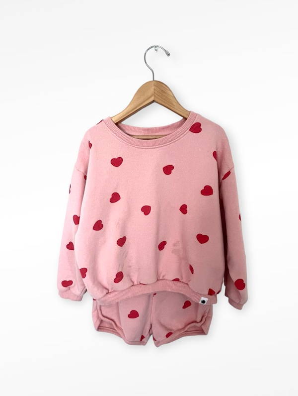 rise little earthling pink heart sweat set 3T PLAY CONDITION