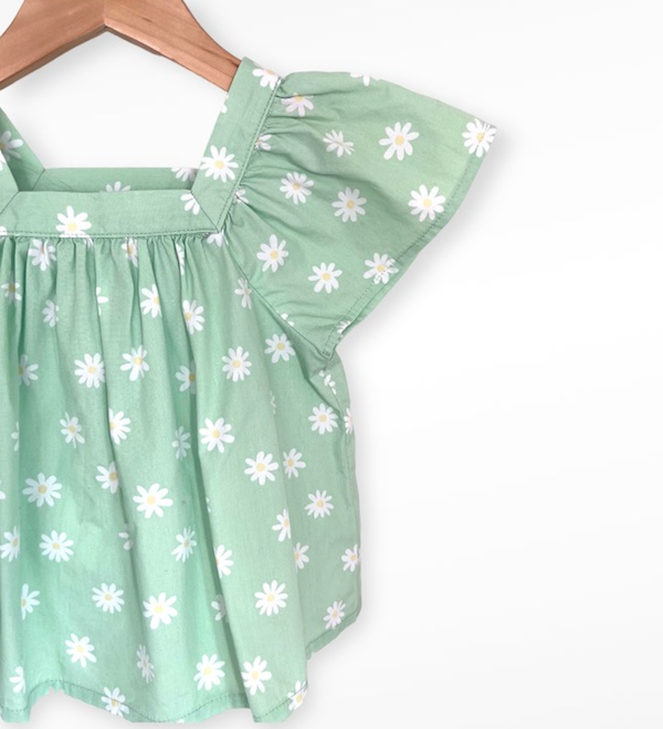 joe fresh green daisy blouse 6Y