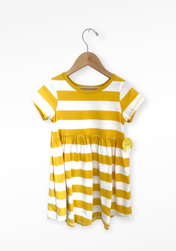 rise little earthling ochre/white dress 4T NWT