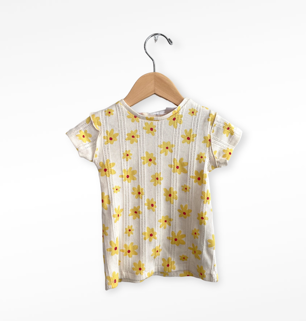 zara yelllow flower shirt 12-18m NWT