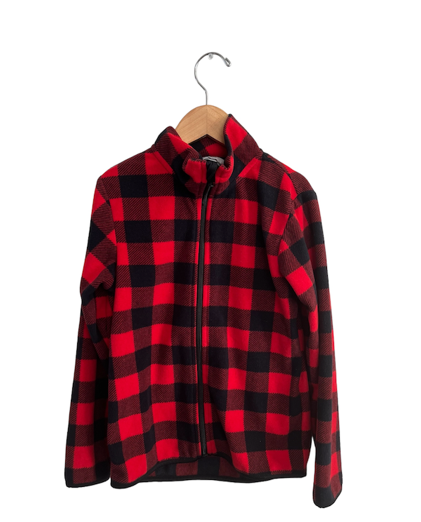 h&m red plaid fleece 6Y